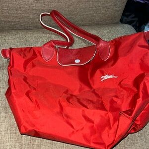 Red longchamp tote